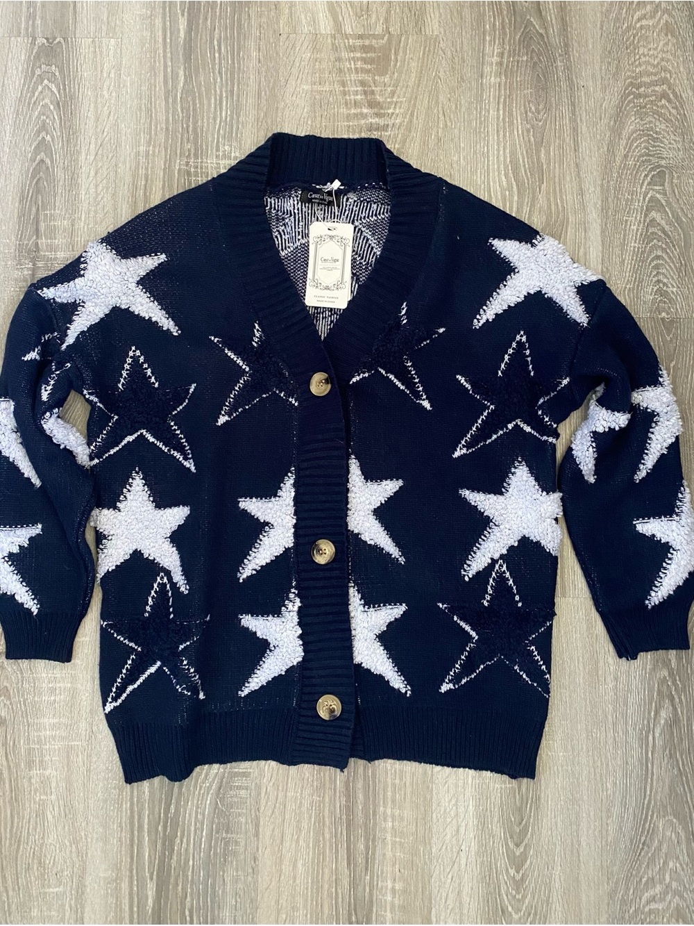 Coeur de Vague Navy and White Star Knit Cardigan